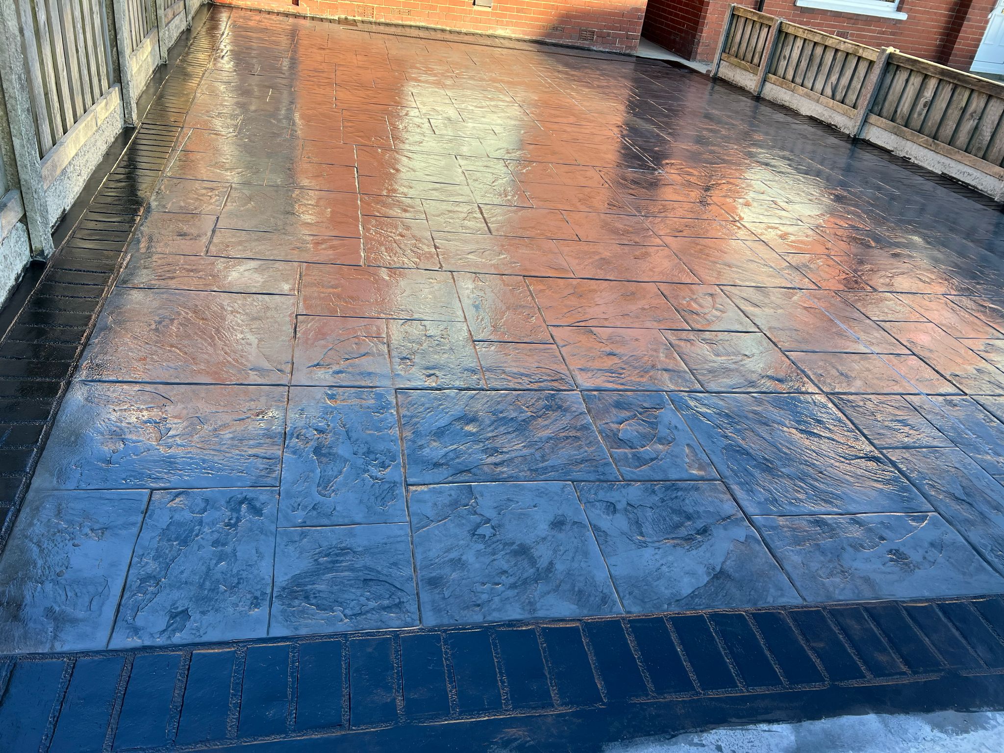 Textured Concrete Driveway with Border